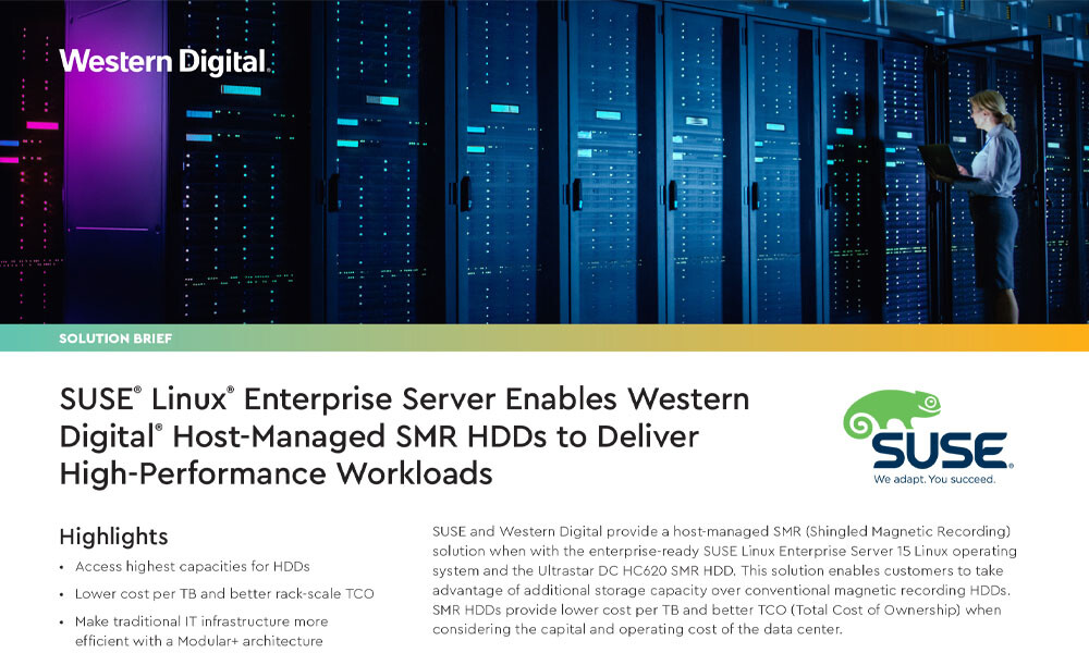 SUSE Linux Enterprise Server permet aux disques durs SMR gérés par l'hôte de Western Digital de traiter une charge de travail haute performance